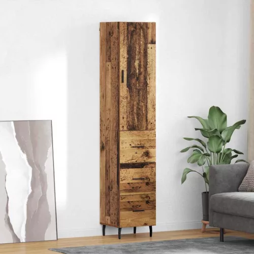 vidaXL Magasfiú fiókkal Öreg fa 34,5 x 34 x 180 cm Faanyag