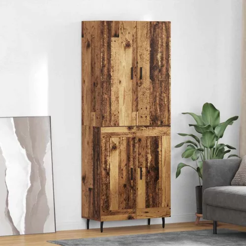 vidaXL Magasfiú Öreg fa 69,5 x 34 x 180 cm Műanyag Fa és Üveg