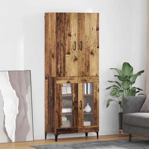 vidaXL Magasfiú Falra szerelhető Öreg fa 69,5 x 34 x 180 cm Faanyag