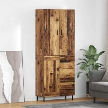   vidaXL Magasfiú fiókkal Öreg fa 69,5 x 34 x 180 cm Műanyag Fa és Üveg
