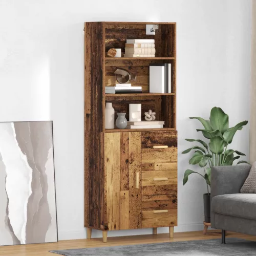vidaXL Magasfiú fiókkal Öreg fa 69,5 x 32,5 x 180 cm Faanyag