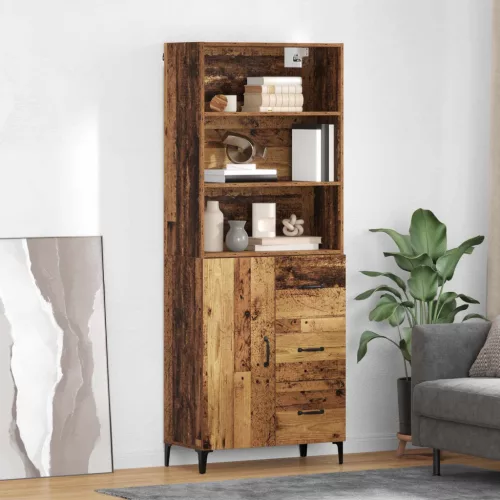 vidaXL Magasfiú fiókkal Öreg fa 69,5 x 34 x 180 cm Faanyag