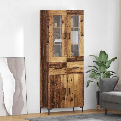 vidaXL Magasfiú fiókkal 2 pcs Öreg fa 69,5 x 34 x 180 cm Faanyag