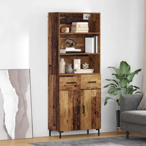 vidaXL Magasfiú fiókkal Öreg fa 69,5 x 34 x 180 cm Faanyag