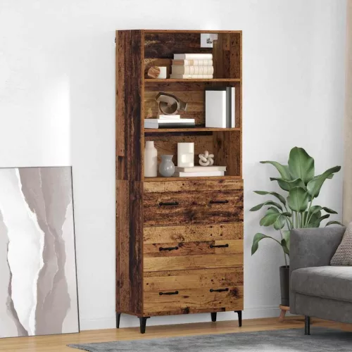 vidaXL Magasfiú fiókkal Öreg fa 69,5 x 34 x 180 cm Faanyag