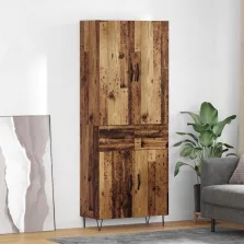   vidaXL Magasfiú fiókkal 2 pcs Öreg fa RÉtegelt fa és üveg