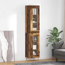 vidaXL Magasfiú 2 pcs Öreg fa Üveg