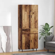   vidaXL Magasfiú fiókkal Öreg fa 69,5 x 34 x 180 cm Műanyag Fa és Üveg