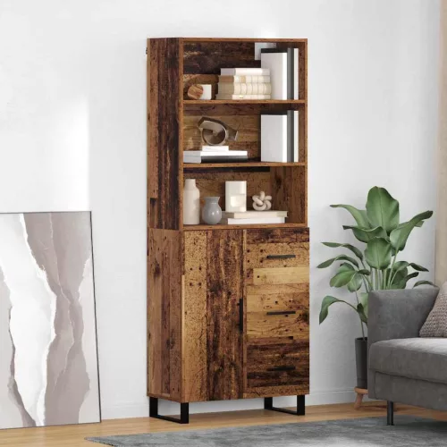 vidaXL Magasfiú fiókkal Öreg fa 69,5 x 34 x 180 cm Faanyag