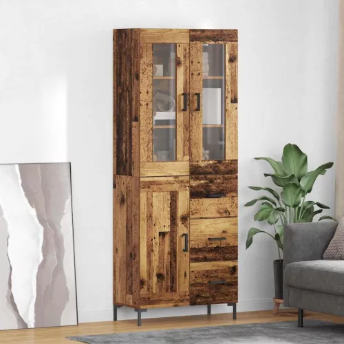 vidaXL Magasfiú fiókkal 2 pcs Öreg fa 69,5 x 34 x 180 cm Faanyag