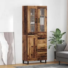   vidaXL Magasfiú fiókkal 2 pcs Öreg fa Műanyag Fa és Üveg