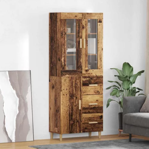 vidaXL Magasfiú fiókkal Öreg fa 69,5 x 34 x 180 cm Faanyag
