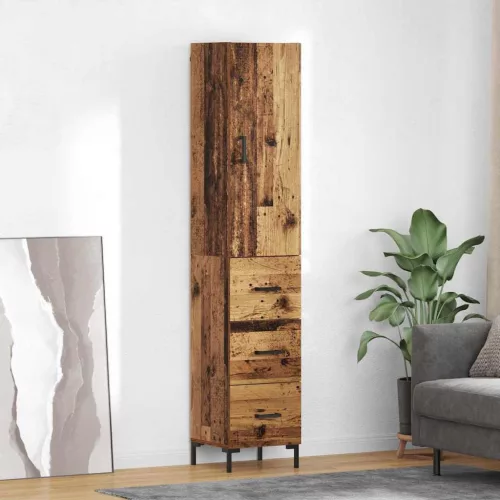 vidaXL Magasfiú fiókkal Öreg fa 69,5 x 34 x 180 cm Faanyag