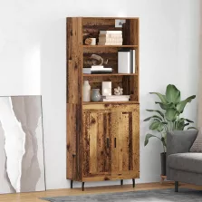   vidaXL Magasfiú Öreg fa 69,5 x 34 x 180 cm Műanyag Fa és Üveg