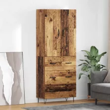   vidaXL Magasfiú fiókkal 2 pcs Öreg fa RÉtegelt fa és üveg
