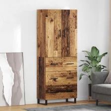   vidaXL Magasfiú fiókkal 2 pcs Öreg fa Műanyag Fa és Üveg