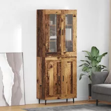 vidaXL Magasfiú 2 pcs Öreg fa Műanyag Fa és Üveg