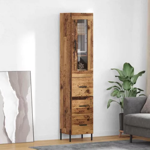 vidaXL Magasfiú fiókkal Öreg fa 34,5 x 34 x 180 cm Faanyag