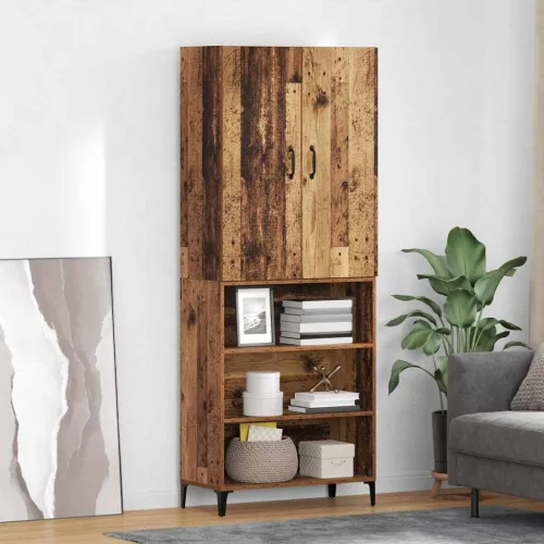 vidaXL Magasfiú Falra szerelhető Öreg fa 69,5 x 34 x 180 cm Faanyag