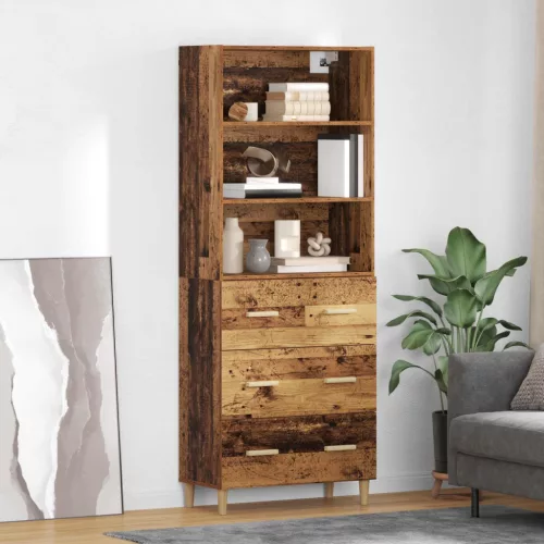 vidaXL Magasfiú fiókkal Öreg fa 69,5 x 32,5 x 180 cm Faanyag