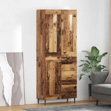   vidaXL Magasfiú fiókkal 2 pcs Öreg fa Műanyag Fa és Üveg