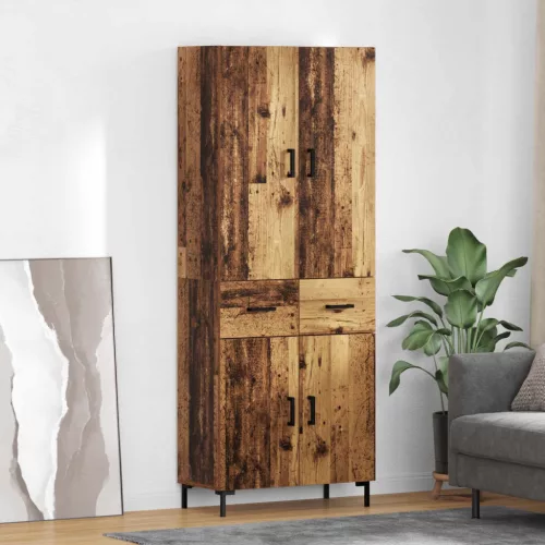 vidaXL Magasfiú Falra szerelhető Öreg fa 69,5 x 34 x 180 cm Faanyag