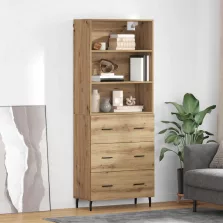   vidaXL Magasfiú Artisan tölgy 69,5 x 34 x 180 cm Műanyag Fa és Üveg