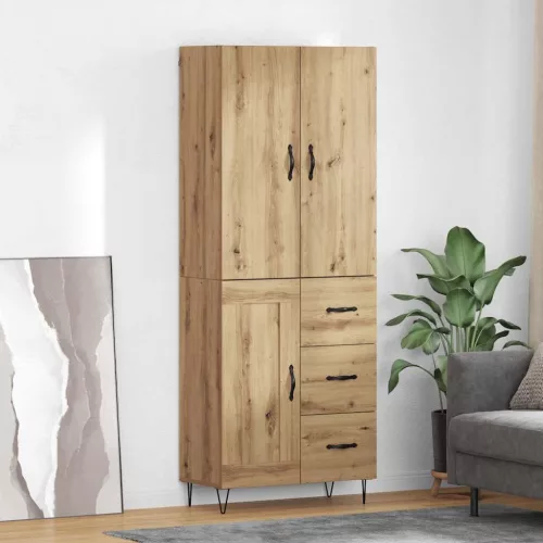 vidaXL Magasfiú fiókkal 2 pcs Artisan tölgy RÉtegelt fa és üveg