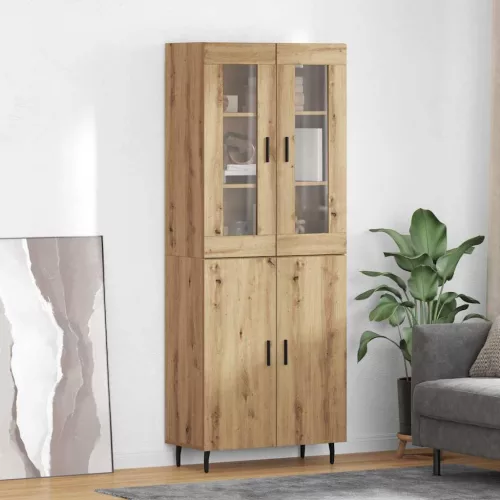 vidaXL Magasfiú 2 pcs Artisan tölgy Műanyag Fa és Üveg