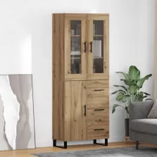   vidaXL Magasfiú fiókkal 2 pcs Artisan tölgy Műanyag Fa és Üveg