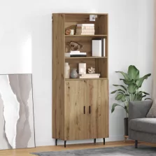   vidaXL Magasfiú Artisan tölgy 69,5 x 34 x 180 cm Műanyag Fa és Üveg