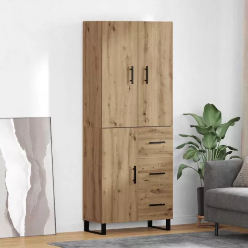 vidaXL Magasfiú fiókkal 2 pcs Artisan tölgy Műanyag Fa és Üveg