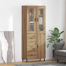   vidaXL Magasfiú fiókkal 2 pcs Artisan tölgy Műanyag Fa és Üveg