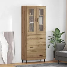   vidaXL Magasfiú fiókkal 2 pcs Artisan tölgy Műanyag Fa és Üveg