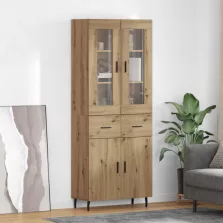  vidaXL Magasfiú fiókkal 2 pcs Artisan tölgy Műanyag Fa és Üveg