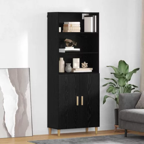vidaXL Magasfiú Fekete tölgy 69,5 x 32,5 x 180 cm Faanyag