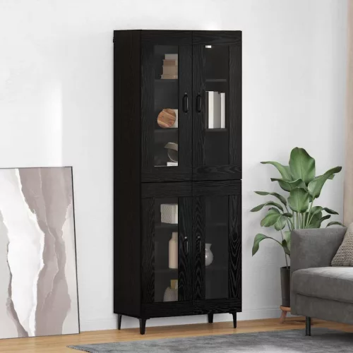 vidaXL Magasfiú Fekete tölgy 69,5 x 34 x 180 cm Faanyag