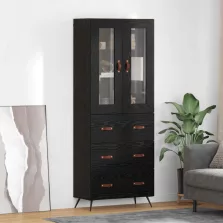   vidaXL Highboard Szekrény Falra szerelhető 2 pcs Fekete tölgy Faanyag