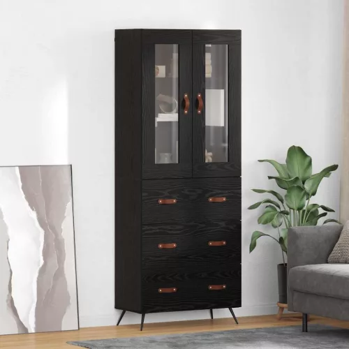 vidaXL Highboard Szekrény Falra szerelhető 2 pcs Fekete tölgy Faanyag