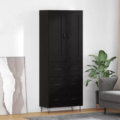 vidaXL Magasfiú fiókkal Fekete tölgy 69,5 x 34 x 180 cm Faanyag