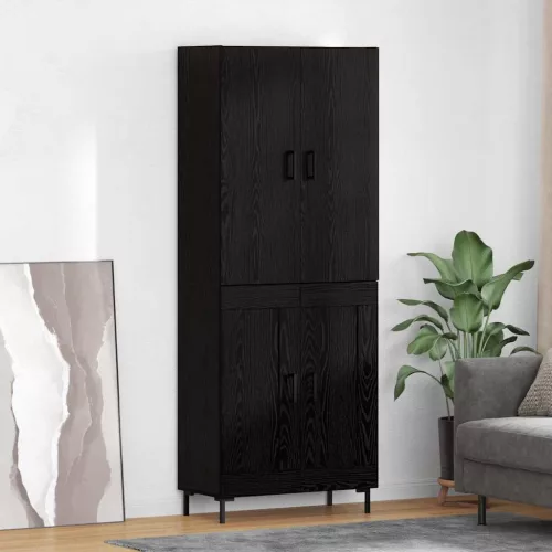 vidaXL Magasfiú Fekete tölgy 69,5 x 34 x 180 cm Faanyag