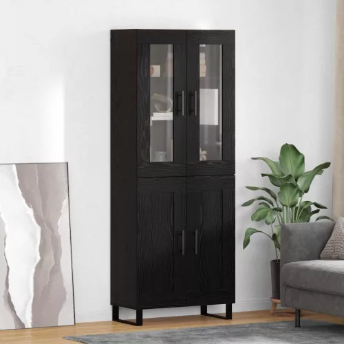 vidaXL Magasfiú 2 pcs Fekete tölgy Műanyag Fa és Üveg