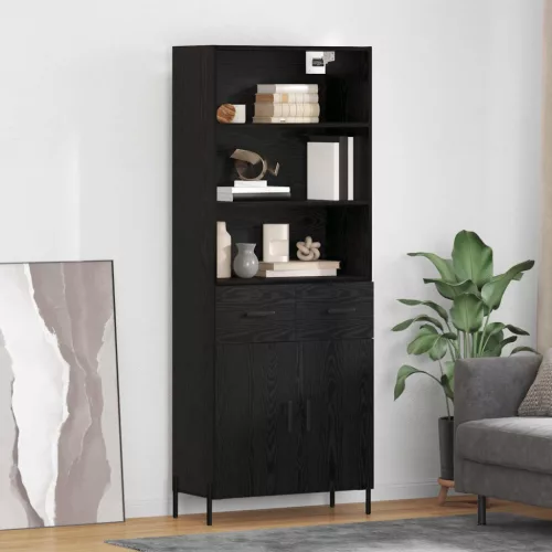 vidaXL Magasfiú fiókkal Musta tammi 69,5 x 34 x 180 cm Faanyag