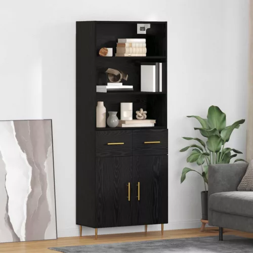 vidaXL Magasfiú fiókkal Fekete tölgy 69,5 x 34 x 180 cm Faanyag