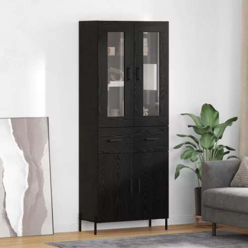 vidaXL Magasfiú fiókkal Fekete tölgy 69,5 x 34 x 180 cm Faanyag