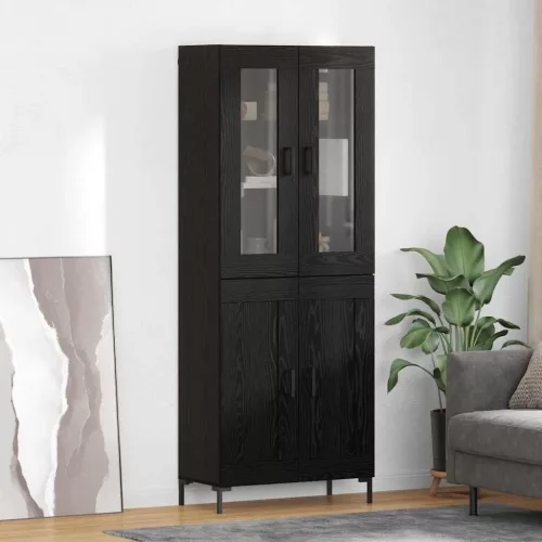 vidaXL Magasfiú 2 pcs Fekete tölgy 69,5 x 34 x 180 cm Faanyag