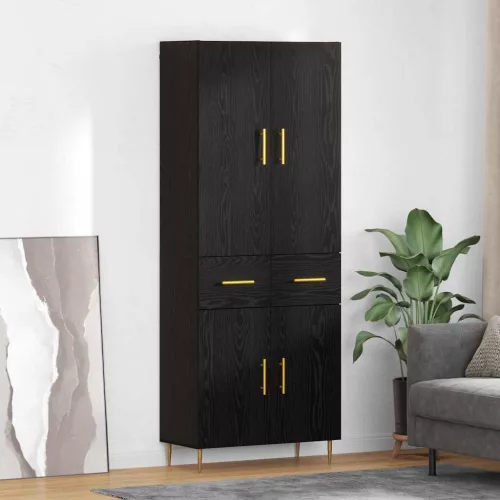 vidaXL Magasfiú fiókkal Fekete tölgy 69,5 x 34 x 180 cm Faanyag