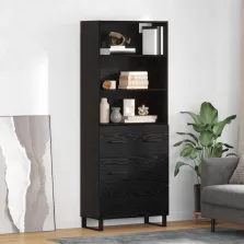   vidaXL Magasfiú fiókkal Fekete tölgy 69,5 x 34 x 180 cm Faanyag