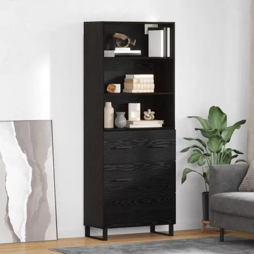 vidaXL Magasfiú fiókkal Fekete tölgy 69,5 x 34 x 180 cm Faanyag