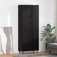 vidaXL Magasfiú 2 pcs Musta tammi Műanyag Fa és Üveg